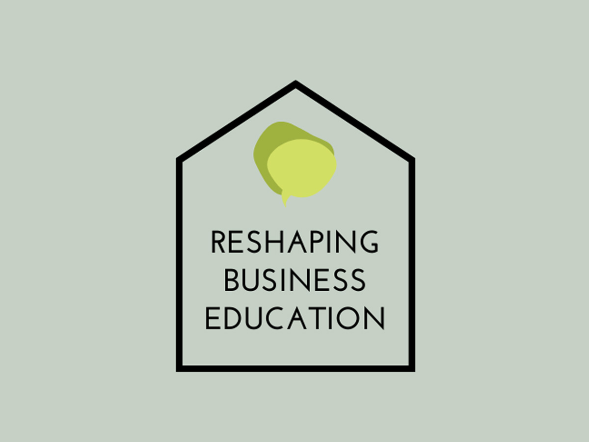 A logo with text reshapes corporate education