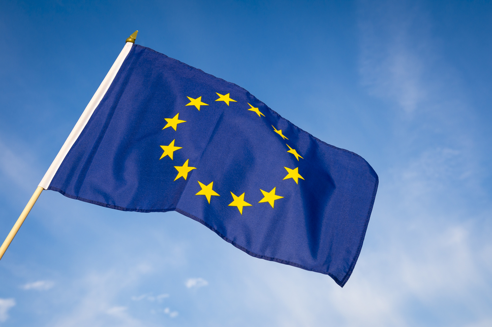 European flag waving in the air