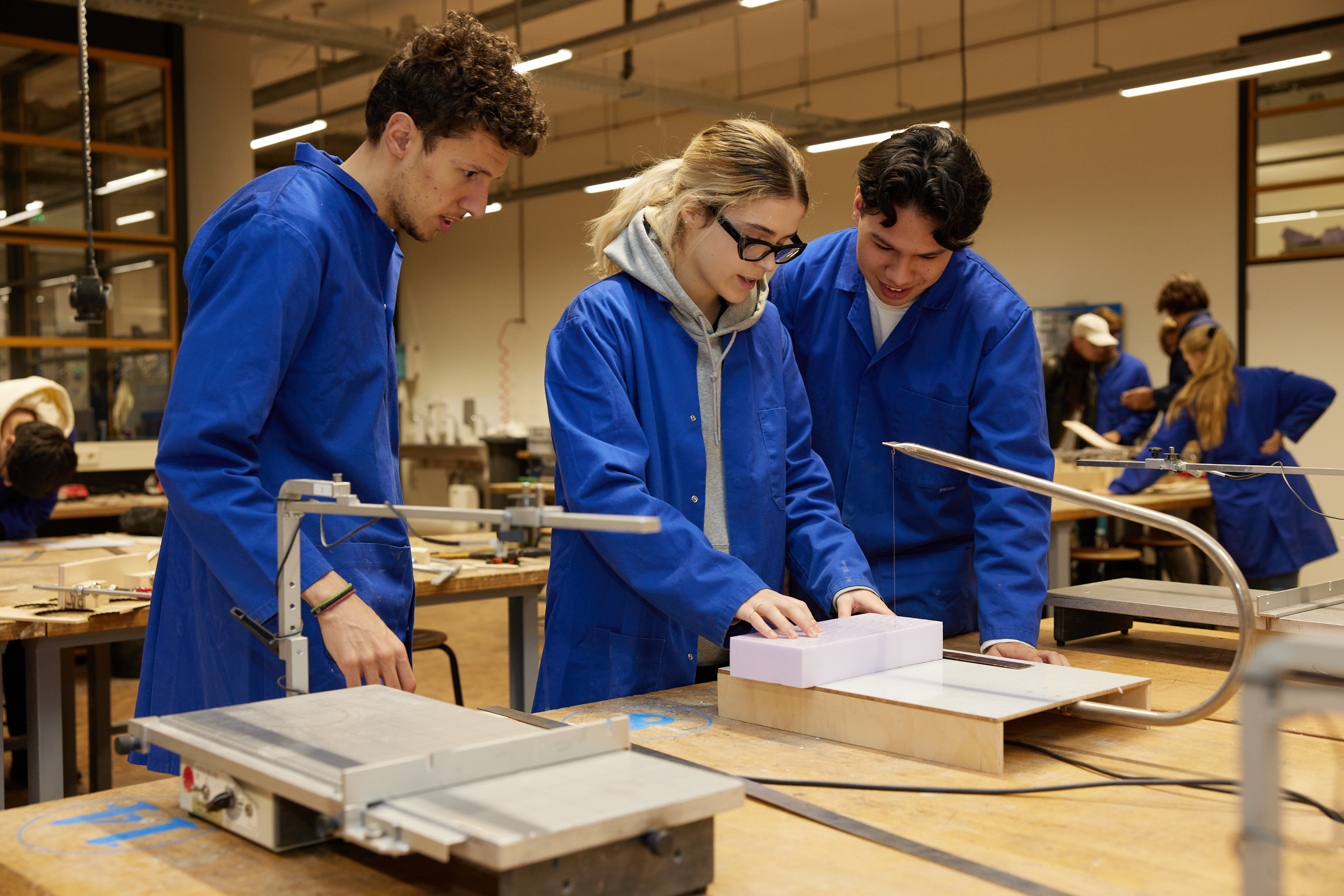 Students working in a workshop
